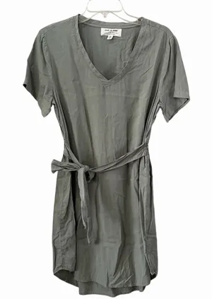 Anthropologie Cloth & Stone Sage Green V-Neck Short Sleeve‎ Tie Waist Dress Med thumbnail 1