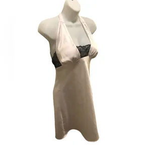 Frederick’s Of Hollywood Sexy Halter Chemise Sz. M White Black Lace Low Cut thumbnail 3
