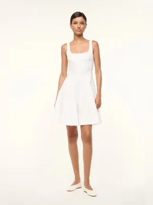 Staud Wells Mini Dress in White 6 thumbnail 5
