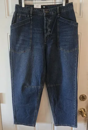 NWT Frye Barrel Jeans Womens 10 Medium Wash High Rise Wide Leg Carpenter thumbnail 1