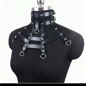 Black Spider Web Choker Harness with Silver Accents New thumbnail 3