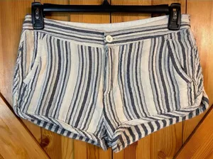 Free People FP Womens Night Moves Shorts Stripe Cotton Blue White Nautical Sz 4 thumbnail 1