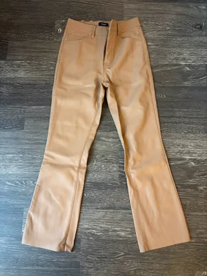 Cropped Faux Leather Pants Express Flare thumbnail 1