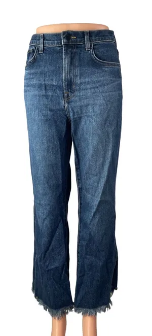 J. Brand Women's Blue Raw Frayed Hem High Rise Straight Denim Jeans Pants Sz 27 thumbnail 1