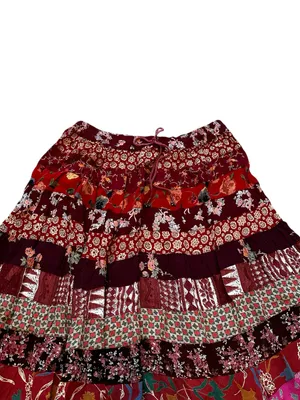 Her Style Tiered Floral Patchwork Maxi Skirt Flowy Cottagecore Boho Western thumbnail 6