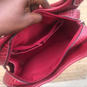 Vintage Y2K 90s 2000s Whimsygoth Grunge Red Shoulder Leather Hand Bag Purse Braided Strap Measurement in pics thumbnail 5