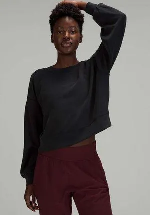 Lululemon NWOT Perfectly Oversized Cropped Crew *Softstreme - Black - 6 thumbnail 1