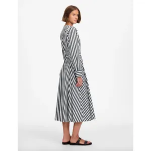 Madewell Tie Waist Midi Shirtdress in Stripe White Deep Forest Cotton US 10 NWT thumbnail 3