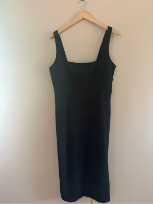 Lulus Vibrant Allure Black Square Neck Sleeveless Bodycon Midi Dress Size large thumbnail 5