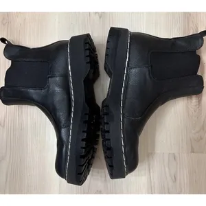 Black Leather Platform Boots Size 7.5 sincerely Jules Sleek‎ Hippie Retro thumbnail 3