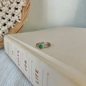 Petite Adjustable Birthstone Fashion Ring “Blessing” Green Emerald Forest Round Jewelry thumbnail 10