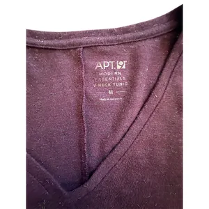 APT 9 Modern‎ Essentials V Neck Tunic Long Sleeve Shirt Burgundy Gold Glitter thumbnail 5