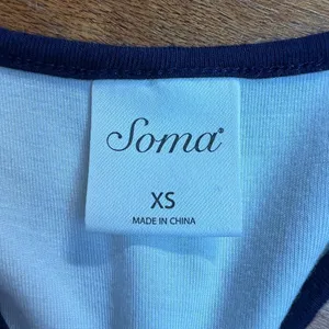 Soma Maxi Dress Women XS Navy Blue White Stripes Racerback Side Slits Sleeveless thumbnail 6