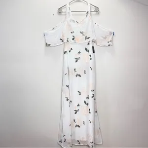 NWT Lulus The Very Thought of‎ You White Pink Floral Ruffle Maxi Dress MEDIUM thumbnail 5