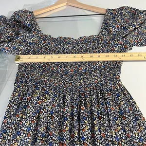 Elloh Multicolor Ditsy Floral Smocked 3/4 Puff Sleeve Tiered Midi Dress‎ Prairie thumbnail 13