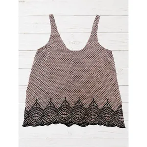 Joie 100% Silk Embroidered Scalloped Hem Boho Tank Top‎ Medium thumbnail 2