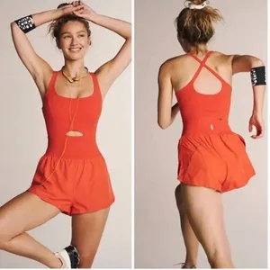 NWOT Free people movement righteous runsie  onesie Orange thumbnail 2
