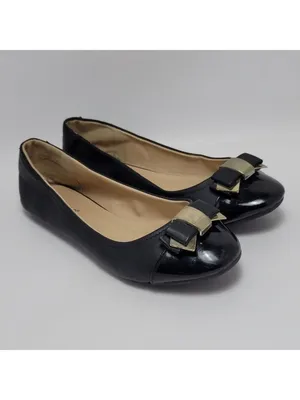 Bamboo Lula Flat Black Faux Leather Bow Ballet Shoe Size 9 thumbnail 6