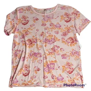 ✨HP✨NWOT✨Free People Tourist T-Shirt Pink Floral Blush✨ thumbnail 8
