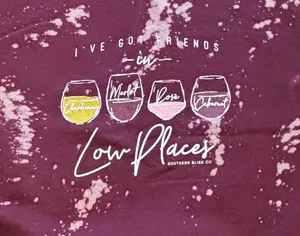 Boutique 🍷I'VE GOT FRIENDS IN LOW PLACES🍷- Southern Bliss Bleached Wine Sweatshirt - Size L thumbnail 3