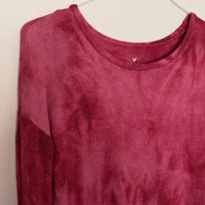 American Eagle soft & sexy PLUSH knit top shirt long sleeve red pink tie dye Sm thumbnail 2