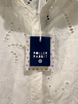 Roller Rabbit X Target Long Sleeve Eyelet Embroidered Collared Mini Shirtdress White thumbnail 6