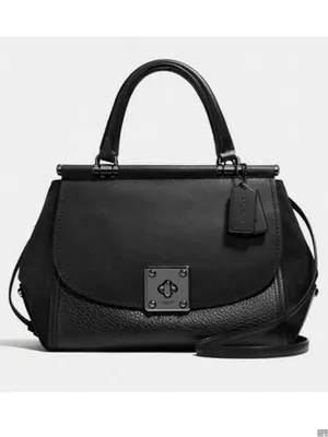 Coach Drifter 38388 Black Mixed-Leather Top Handle Satchel with Strap thumbnail 2