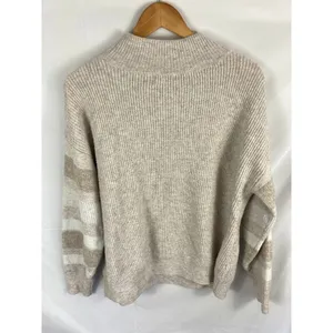 Nine West Mock Neck Stripe Sleeve Knit Sweater Size Large thumbnail 5