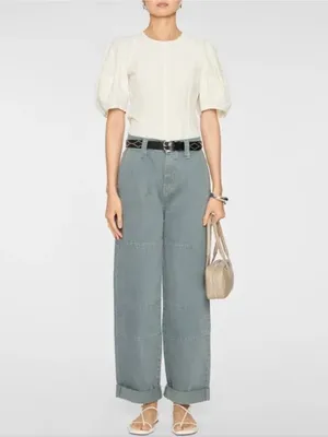 Frame Denim The Cuffed Utility Trouser in Slate Gray Women’s Size 28 Cotton Pant thumbnail 2