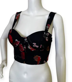 FashioNova Floral Black Tank Top thumbnail 1