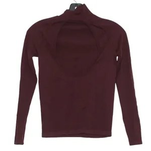 Intimately Free People Top Turtleneck Open Back Y2K Minimalist Grunge Maroon M/L thumbnail 3