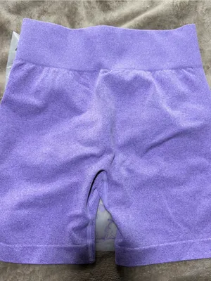 OQQ Seamless Lavender High Waist Lifting Biking Shorts thumbnail 3