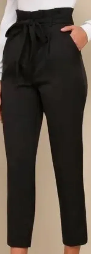 Bow Black Dress Pants BBJ LA Size M thumbnail 1
