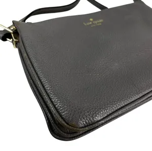 Kate Spade Leila Triple Gusset Gray Leather Crossbody Purse thumbnail 3