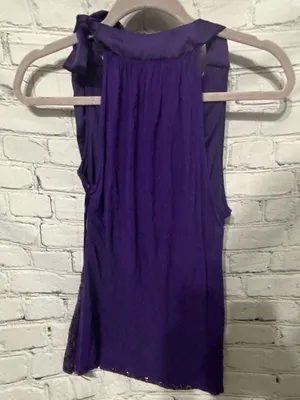 Jennifer Lopez Purple Sequin Halter Top With Side Bow Size M thumbnail 4