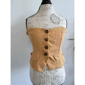 By Anthropologie Tailored Corset Button Front Tube Top Size M‎ thumbnail 2