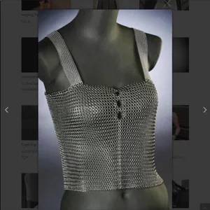 Elaine unziker metal Chainmail tank top cosplay soldered rings medieval larping thumbnail 2