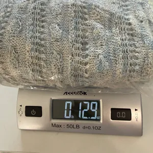 Natural Life Chunky Open Knit Sweater Blue Metallic Yarn Cotton Linen Womens XL thumbnail 8