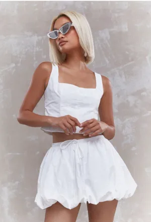 MISSGUIDED White Corset Tank Top Bubble Hem Mini Skirt Matching Set Size XS thumbnail 1