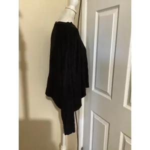 Joah Brown Womens One Size Black Oversized Long Sleeve Cropped Top Made in USA thumbnail 2