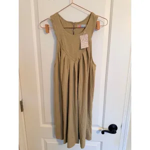 Free People Mini Dress‎ Womens Salt Marsh M Tan Pleated Cotton OB1164929 thumbnail 6