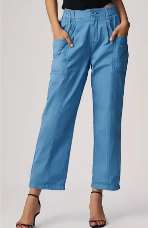 Anthropologie Pilcro Ruched Crop Utility Pants Blue Women’s 26P thumbnail 1