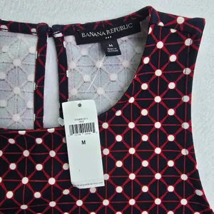 Banana Republic NWT Womens‎ Navy Red Geometric Sleeveless Shift Dress Medium thumbnail 5
