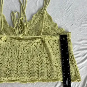 American Threads Green Crochet Crop Top Tank Adjustable Straps Y2K Small Medium‎ thumbnail 8