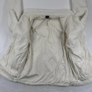 Patagonia Women Size‎ M Cream Fuzzy Fleece Full Zip Jacket Winter Cozy thumbnail 4