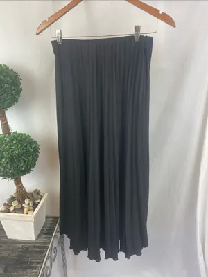 Zara Black Basic Classic Pleated Midi A Line Skirt S thumbnail 2