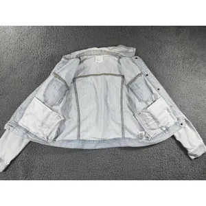 American Eagle Denim Jacket Women Medium Button Up Light Wash‎ thumbnail 3