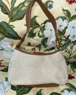 Fossil Woven Look Leather Trim Shoulder Bag Purse thumbnail 1