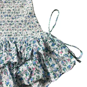 LoveShackFancy Violet Smocked Mini Dress Blue Floral thumbnail 6