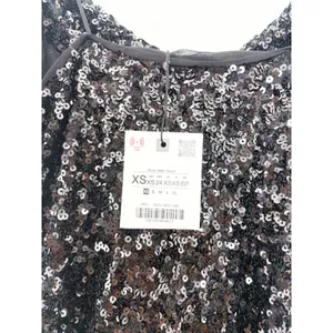 NWT Zara Black Short Sequin Dress With Ruffle Trim Size XS Party Cocktail thumbnail 6